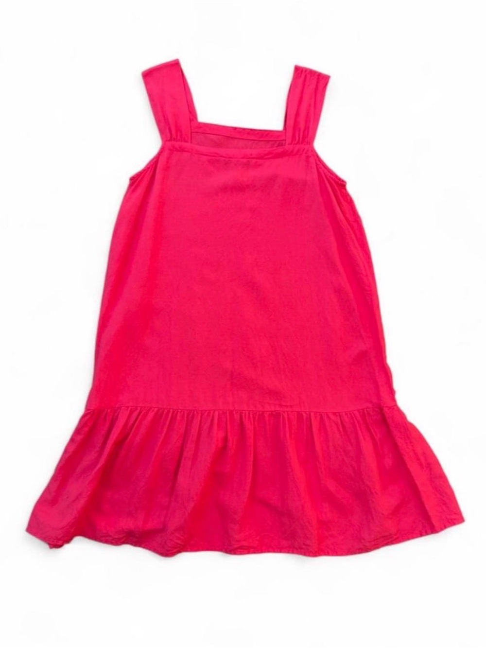 Loft Bright Coral Linen Dress with Squareneck and Ruffle Hem - Picture 5 of 5